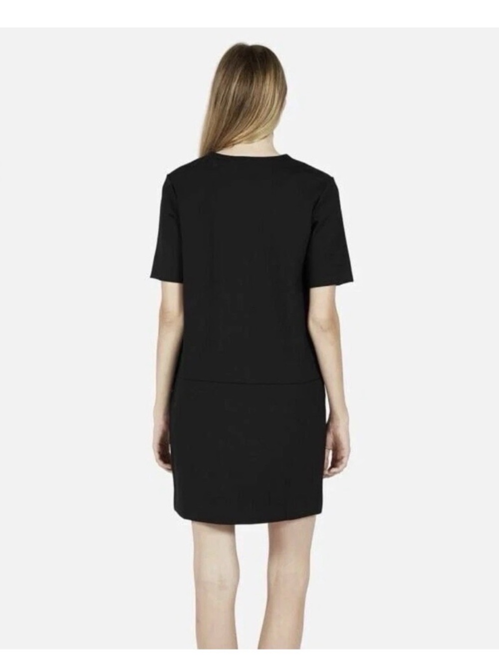 Everlane Minimalist Capsule Black Dress - The Ponte Short Sleeve Mini Dress - Picture 2 of 10